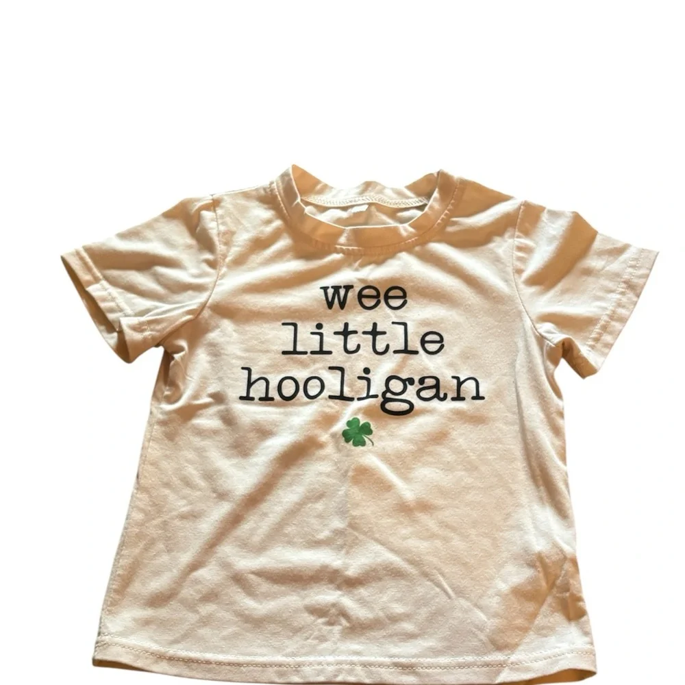Wee Little Hooligan Kids Cream T-Shirt 110 (4-5) - Picture 1 of 4